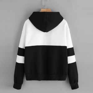 Women Hoodies Hooded Sweatshirt Color Splicing Long Sleeves Front Pockets Pullovers Outwear