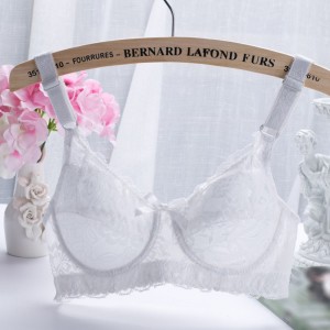Full Cup Thin Underwear Wireless Bra Adjustable Padded Up Embroidery Lace Women's Large Size Breast Cover C/D Lingerie Brassiere