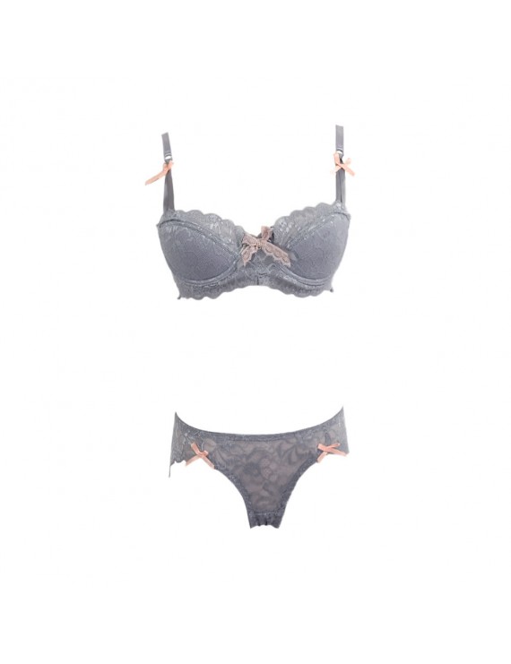 New Sexy Women Lingerie Set Lace Gauze Bra Push Up 3/4 Cup Hook-and- Eye Breathable Ultra-thin bra Underwear