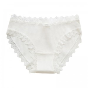 Women Solid Color Panties Breathable Thread Cotton Mid Rise Lace Trim Bowknot Comfortable Briefs Underwear Lingerie