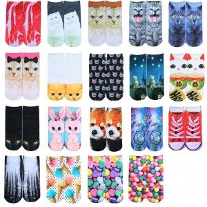 Cute Colorful Cartoon 3D Print Low Cut Ankle Casual Socks for Unisex