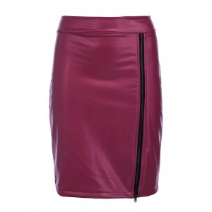New Sexy Women PU Leather Skirt Solid High Waist Zipper Slim Bodycon Tight Skirt Black/Burgundy/Coffee
