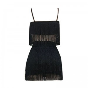 Sexy Women Tassels Two Piece Dress Spaghetti Strap Crop Top High Waist Skirt Fringes Bodycon Club Party Two Pieces Set