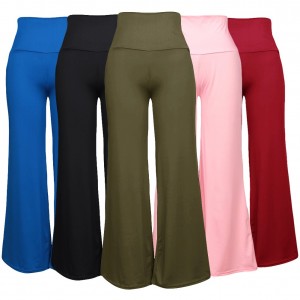 Casual Women High Waist Wide Leg Pants Side Zipper Solid Color Oversize Flare Long Loose Yoga Trousers