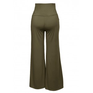 Casual Women High Waist Wide Leg Pants Side Zipper Solid Color Oversize Flare Long Loose Yoga Trousers