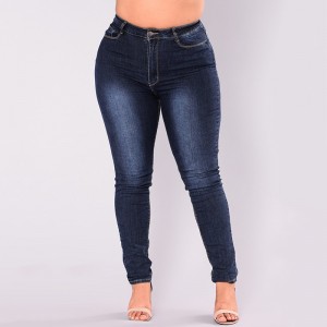 Women Plus Size Leggings Denim Jeans High Waist Skinny Pencil Pants Stretch Bodycon Slim Trousers