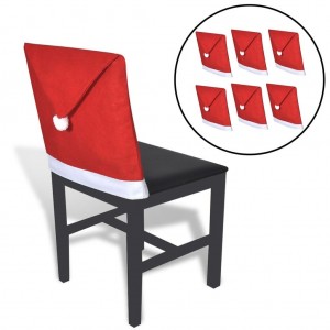 6 x Chair Covers Santa Hat Chair Cover