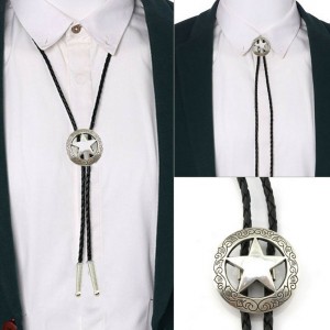 Western Cowboy Men Star Alloy Leather Shirt Bolo Tie Pendants Necklace Xmas Gift