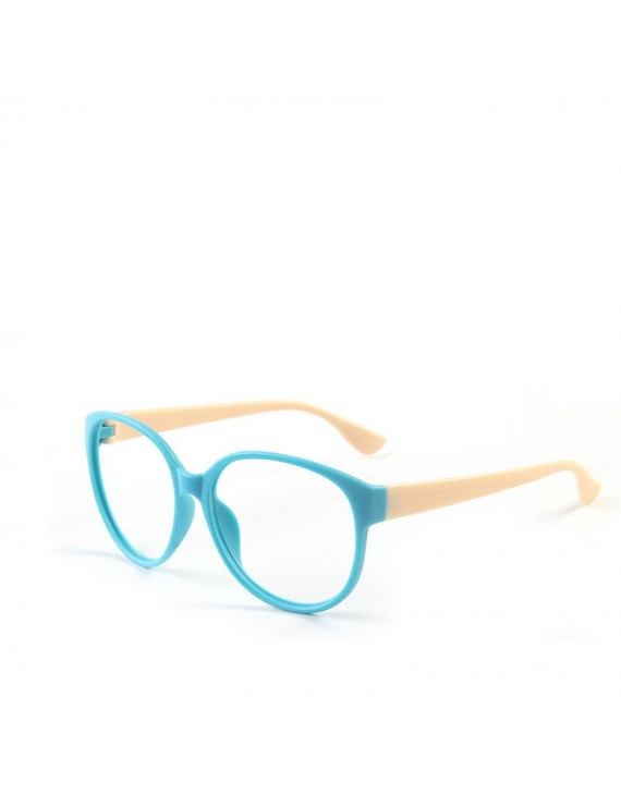 Fashion Unisex Women Men Glasses Frame No Lens Eyeglasses Eyewear Nerd Blue + Beige